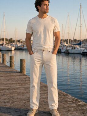 johnnie-O Sawyer Men Stone Straight Six-Pocket Jeans Soft Marina Softly US 40x32